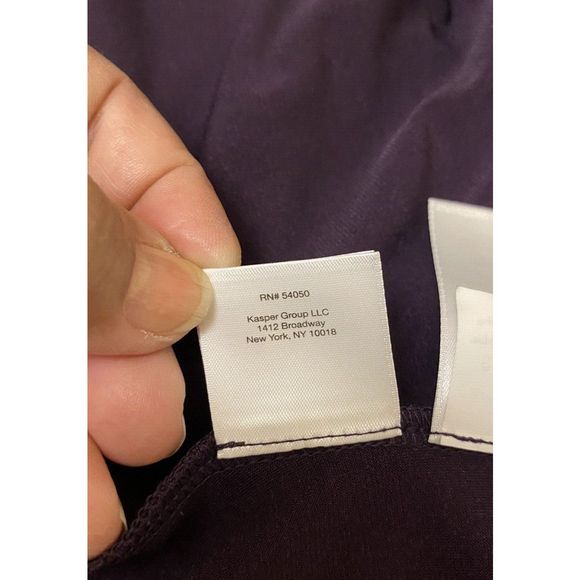 Anne Klein Purple Knee Length Ruched Wrap Long Sleeve Women's Dress Size 8 - Picture 6 of 16